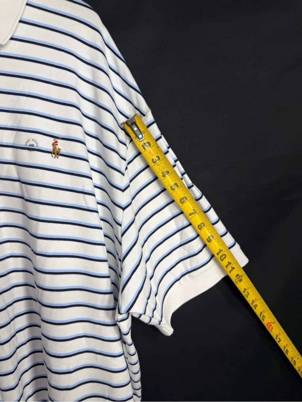 Ralph Lauren Men’s White Polo with Navy Horizontal Stripes size 4XB new w tags